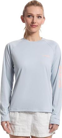 Columbia Tidal Teetm II Long Sleeves Womens Long Sleeve Pullover Cirrus Grey/Tiki Pink Logo : XL, Polyester