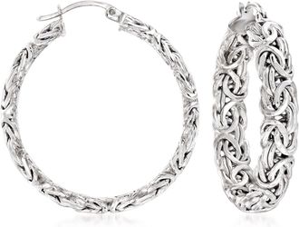 Ross-Simons Sterling Silver Large Byzantine Hoop Earrings