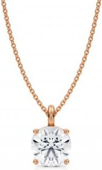 Allurez Round Lab Diamond 4-Prong Necklace 14K Rose Gold (2.00ct)
