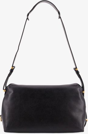 Pinko Womens Leather Shoulder Bag With Metal Detail Black