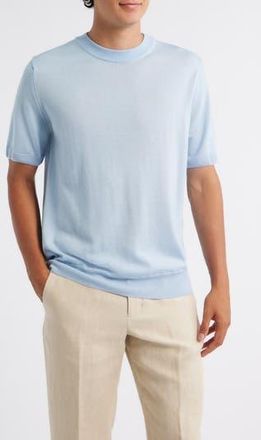 Aur&eacute;lien Cashwool Short Sleeve Crewneck Sweater in Light Blue at Nordstrom Rack, Size X-Large