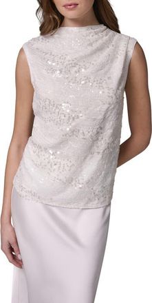 DKNY Sequin Sleeveless Top in Cream at Nordstrom, Size X-Large