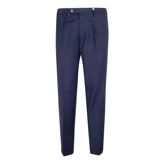 Myths Slim-fit Trousers, male, Blue, Size: S Pleated Wool Trousers