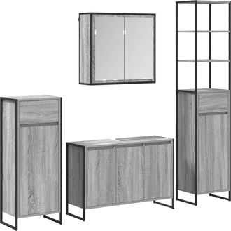 vidaXL Juego De Muebles De Ba&ntilde;o 4 Uds. Gris Sonoma Vidaxl