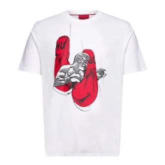 HUGO BOSS Herenbokshandschoenen - T-shirt in standaardmaat (Wit)
