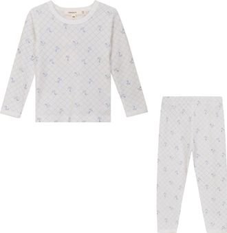 Fragile Mesh Print 2 Piece Set Long Sleeve Top & Pants in White/river Blue at Nordstrom, Size 18M