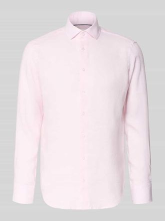 Christian Berg Regular Fit Leinenhemd mit Kentkragen in Hellrosa, Gr&ouml;&szlig;e 37/38
