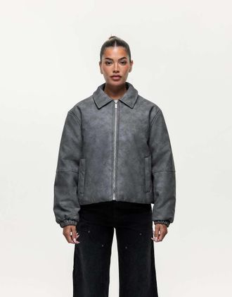 Good For Nothing faux leather jacket in black