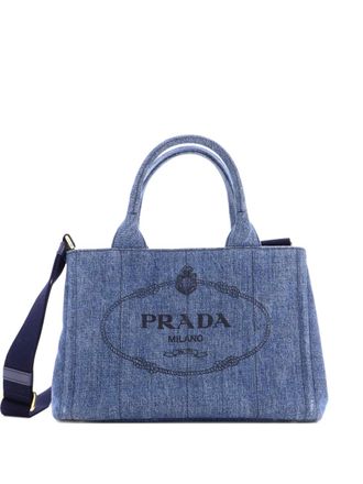 Prada Canapa Convertible Denim Mini tote bag - Blauw