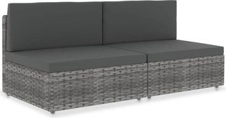vidaXL Sofá seccional de 2 plazas de ratán sintético gris vidaXL