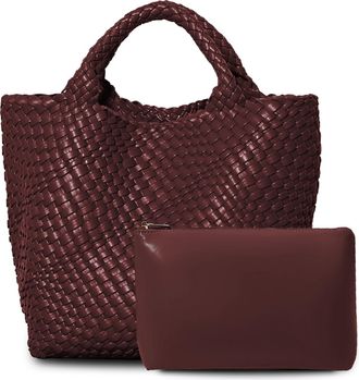 Generic Dyalsa Woven Tote Bag for Women, Vegan Leather Handbag Large Summer Beach Bag and Purse Retro Handmade Travel Shoulder Bag (Coffee)