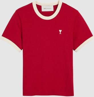 Ami T-Shirt Off White Ami De Coeur Rouge Rubis Ivoire
