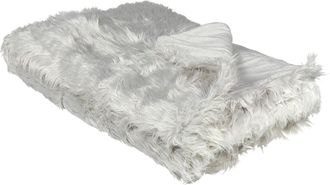 Beliani Manta De Acr&iacute;lico Gris Claro 150 X 200 Cm Poli&eacute;ster Pelo Largo Dormitorio Delice