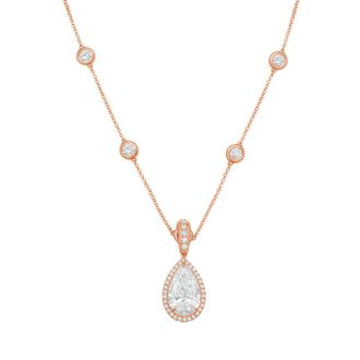 Diana M. Jewels 14kt Rose gold Lab Grown 4.00 ct Pear Diamond Halo Pendant With Bail