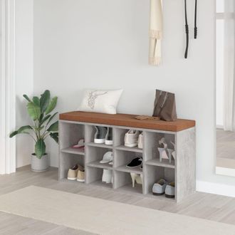 vidaXL Vidaxl - Banco Zapatero Madera Contrachapada Gris Hormig&oacute;n 103x30x48 Cm