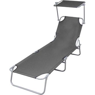 vidaXL Vidaxl - Lettino Prendisole Pieghevole con Baldacchino in Acciaio Grigio