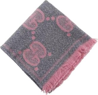 Gucci Pre-owned Scarves, female, Gray, Size: ONE SIZE Pre-owned Wool Scarf