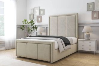 Comfort Beds Savoy Plush Bed Frame - 50 Upholstered Headboard in Cream | Size: Single