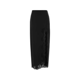 Valentino Lace-trim Crepe Satin Skirt