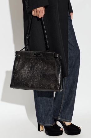 Fendi Leather Bag Peekaboo Medium, Womens, Black