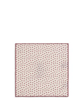Brunello Cucinelli Silk Polka-Dot Pocket Square - Beige