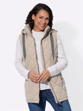Casual Looks Steppweste CASUAL LOOKS, Damen, Gr. 38, beige (sesam), 100% Polyester, unifarben, Westen Steppweste