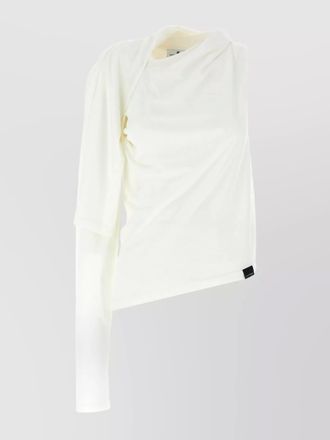 Courr&egrave;ges cotton asymmetric one-shoulder t-shirt