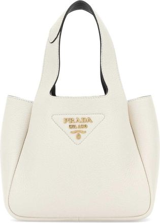 Prada White Logo Mini Tote