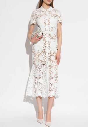 Self Portrait Lace Dress With Belt, Womens, White