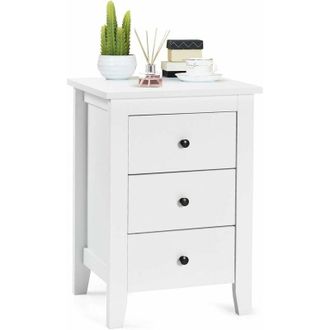 Costway Comodino con 3 Cassetti, Cassettiera da Letto, Tavolino Spazioso con Struttura Resistente, per Salone e Camera da Letto, 46 x 37 x 65 cm (Bianco, 1