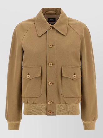 A.P.C. cotton wool jacket collar pockets ribbed trim