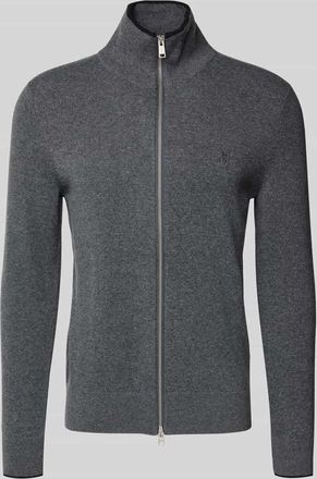 Marc O'Polo Regular Fit Strickjacke aus Baumwoll-Schurwoll-Mix in Graphit, Größe XXL