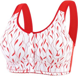 Generic Bras for Older Women,Womens Front Fastening Wireless Bras Comfy Non Wired Full Coverage Push Up Bra Plus Size High Impact Support Yoga Sports Bralette