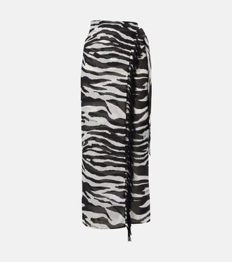 The Attico Zebra-print cotton muslin beach cover-up