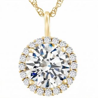 Pompeii3 Certified 3 1/2Ct Halo Diamond Pendant 14k Gold Womens Necklace Lab Grown