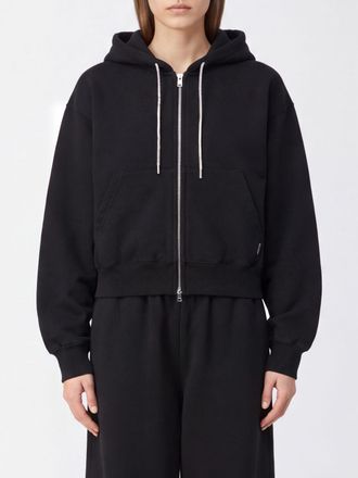 Alexander Wang Felpa con cappuccio e zip in cotone con doppio cursore