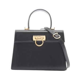 Ferragamo Pre-owned Handbag - Dames - Pre-owned - Zwart - Maat: ONE Size Leer