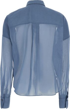 Brunello Cucinelli Womens Shirt With Off-Centre Closure Blue Cotton Blouses