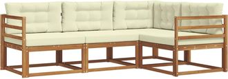vidaXL Conjunto De Sof&aacute;s De Exterior 4 Uds. Natural Y Crema Vidaxl