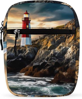 Generic Nautical Lighthouse Crossbody Bag Adjustable Satchel Cute Shoulder Bag Lightweight Sling Bags