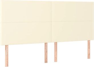 vidaXL Cabecero Con Luces Led Cuero Sint&eacute;tico Crema 160x5x118/128 Cm Vidaxl