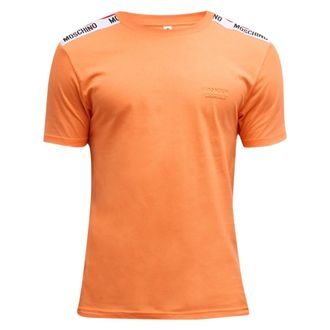 Moschino Mens Taped Shoulders Brand Logo Orange T-Shirt Cotton - Size X-Small