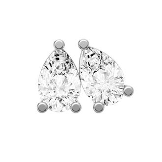 Diamond2Deal 14K White Gold 0.25 Ct Lab Grown Pear Shape Diamond Solitaire Stud Earrings Color- E-F, Clarity- VS1