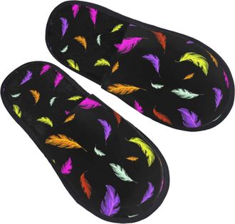 Generic Fluffy Slipper Birds Feathers Boho Pattern Soft Womens Slippers Lightweight Plush Winter Slippers Bedroom Hotels M