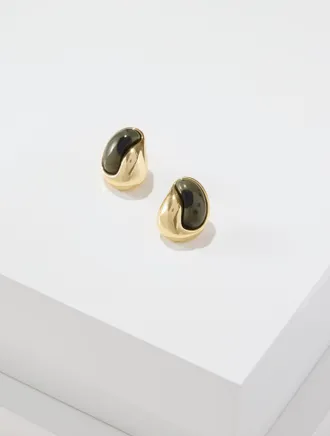 Talbots Olive Swirl Stud Earrings - Burnt Olive / Gold - 001 Talbots