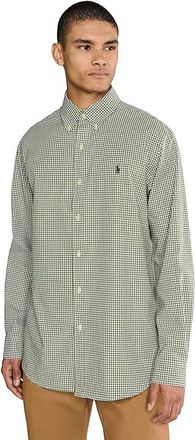 Polo Ralph Lauren Classic Fit Gingham Stretch Poplin Shirt Mens Clothing Garden Trail/White : 2XL, Cotton
