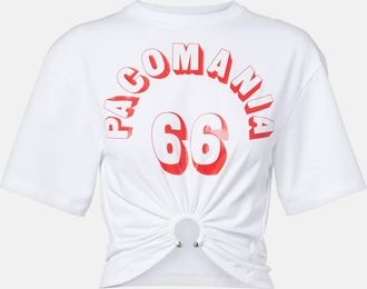 Paco Rabanne T-shirt cropped in misto cotone con stampa