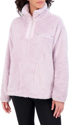 Sage Collective Satin Trim Faux Shearling Tunic in Iris at Nordstrom Rack, Size X-Large