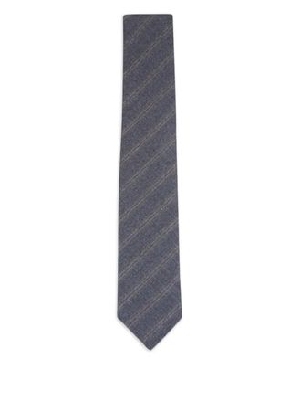 Paolo Albizzati striped-pattern tie - men - Wool - One Size - Grey