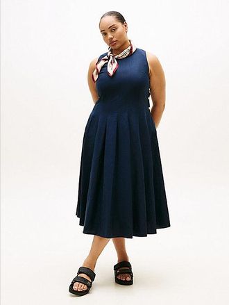 Tommy Hilfiger Vestido midi con botones en mezcla de lino